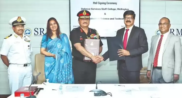 एसआरएमआईएसटी ने पीएचडी कार्यक्रम की पेशकश के लिए रक्षा सेवा स्टाफ कॉलेज के साथ एमओयू पर हस्ताक्षर किए