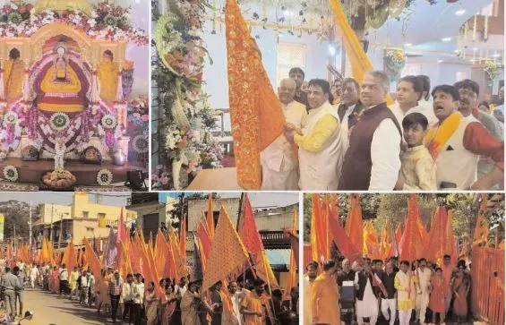 श्याम मंदिर वार्षिकोत्सव पर श्याम मंदिर में लहराए सैकड़ों निशान 